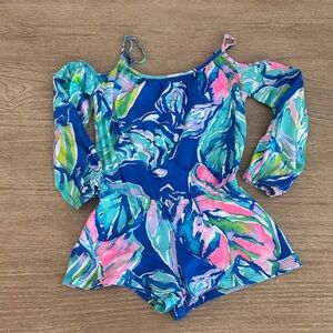 Lilly Pulitzer Long Sleeve Blue and Pink Kids Romper